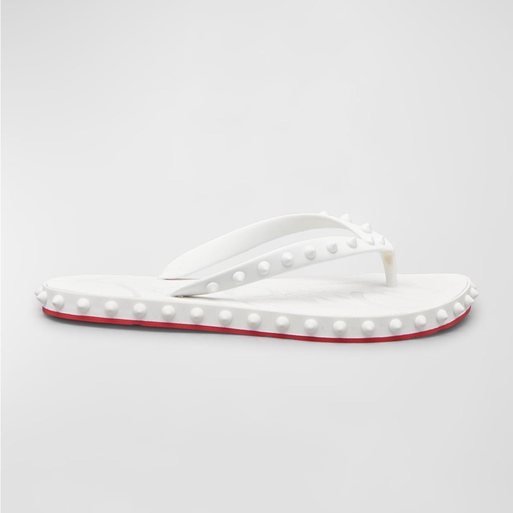 Louboutin Loubi Flip Flop White Rubber, Women’s 10 US/40EU